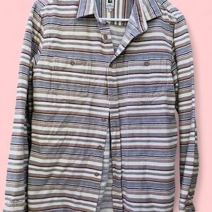 Howe Vintage Style Heavy Duty Striped Button Down Flannel Work Shirt
